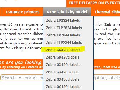 Labels for Zebra GK420d printers