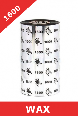 Zebra 1600 wax thermal transfer ribbons - 110mm x 450m (01600BK11045)