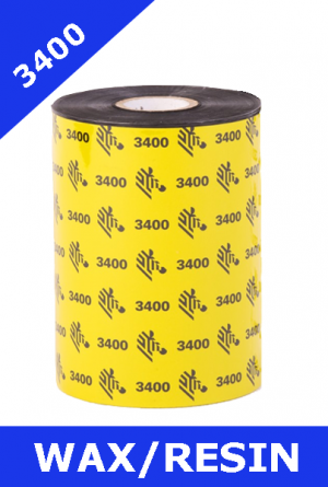 Zebra 3400 wax / resin thermal transfer ribbons - 40mm x 450m (03400BK04045)