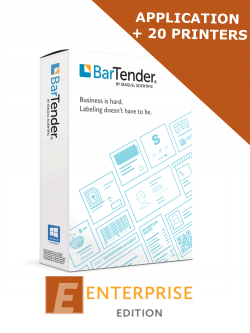 BarTender 2022 Enterprise Edition - Application License + 20 Printer Licenses (BTE-20) - ELECTRONIC DELIVERY - comes with one year of standard maintenance and support