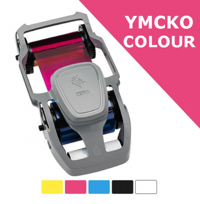 Zebra card ribbon - YMCKO Colour with overlay - half panel (800300-370EM)