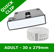 Zebra ZD510-HC and HC100 Z-Band QuickClip wristband cartridges - includes clips - ADULT - 30mm x 279mm (10027730K)