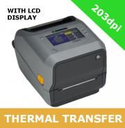 Zebra ZD621 203dpi thermal transfer printer with USB, USB Host, Ethernet, Serial, BTLE5 & Dispenser (Peeler) - with LCD display (ZD6A142-31EF00EZ)