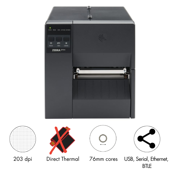 Imprimante Étiquette Thermique Zebra ZT421 - 203 Dpi | Connexions USB, Ethernet, Bluetooth | Pour Étiquetage Logistique, Commerce