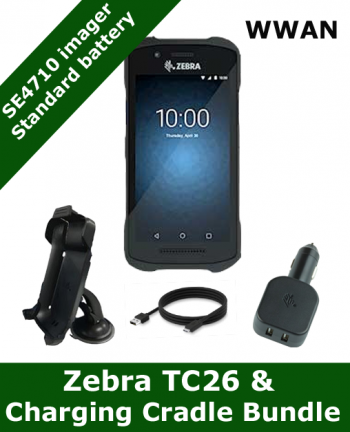 Zebra TC26 /  SE4710 scanner / Standard Battery / With In-Vehicle Charging Accessories (TC26-VEHICLE-BUNDLE)