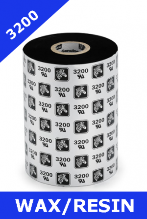 Zebra 3200 wax / resin thermal transfer ribbons - 174mm x 450m (03200BK17445)