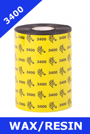 Zebra 3400 wax / resin thermal transfer ribbons - 60mm x 450m (03400BK06045)