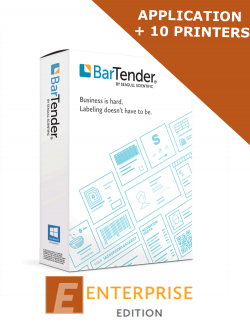 BarTender 2022 Enterprise Edition - Application License + 10 Printer Licenses (BTE-10) - ELECTRONIC DELIVERY - comes with one year of standard maintenance and support