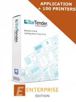 BarTender 2022 Enterprise Edition - Application License + 100 Printer Licenses (BTE-100) - ELECTRONIC DELIVERY *** CALL FOR PRICING *** - comes with one year of standard maintenance and support