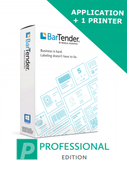 BarTender 2022 Professional Edition - Application License + 1 Printer License (BTP-1) - ELECTRONIC DELIVERY - comes with one year of standard maintenance and support
