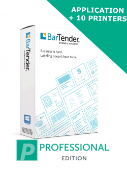 BarTender 2022 Professional Edition - Application License + 10 Printer Licenses (BTP-10) - ELECTRONIC DELIVERY - comes with one year of standard maintenance and support