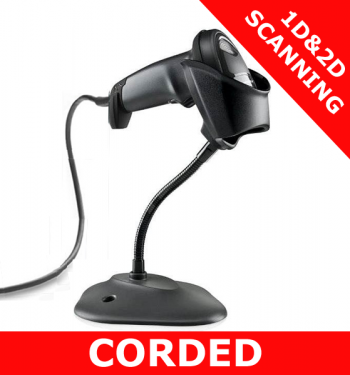 Zebra DS4308 1D/2D imager / BLACK / USB corded with stand (DS4308-SR7U2100SGW)