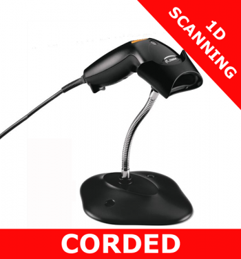 Zebra LS1203 1D scanner / BLACK / USB kit / with stand (LS1203-7AZU0100ER)
