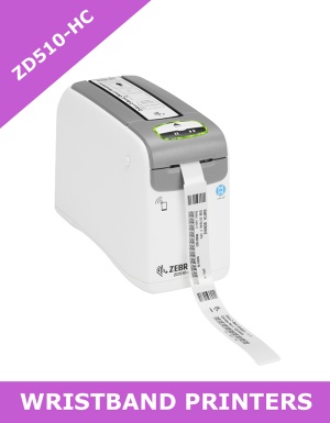 Zebra ZD510-HC wristband printer with USB, Ethernet (10/100), BTLE  (ZD51013-D0EE00FZ)