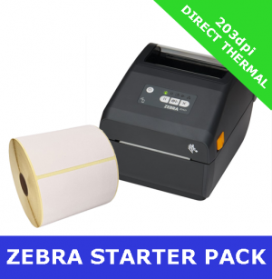 Zebra ZD421 Starter Bundle - 203dpi direct thermal printer with USB, USB Host, Modular Connectivity Slot & BTLE5 & 1 box of Zebra Standard Shipping Labels (102mm x 152mm)