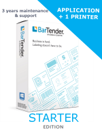 BarTender 2022 Starter Edition - Application License + 1 Printer License (BTS-1-3YR) - ELECTRONIC DELIVERY - comes with three years of standard maintenance and support