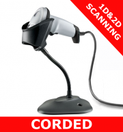 Zebra DS2208 1D/2D imager / WHITE / USB corded with stand (DS2208-SR6U2100SGW)